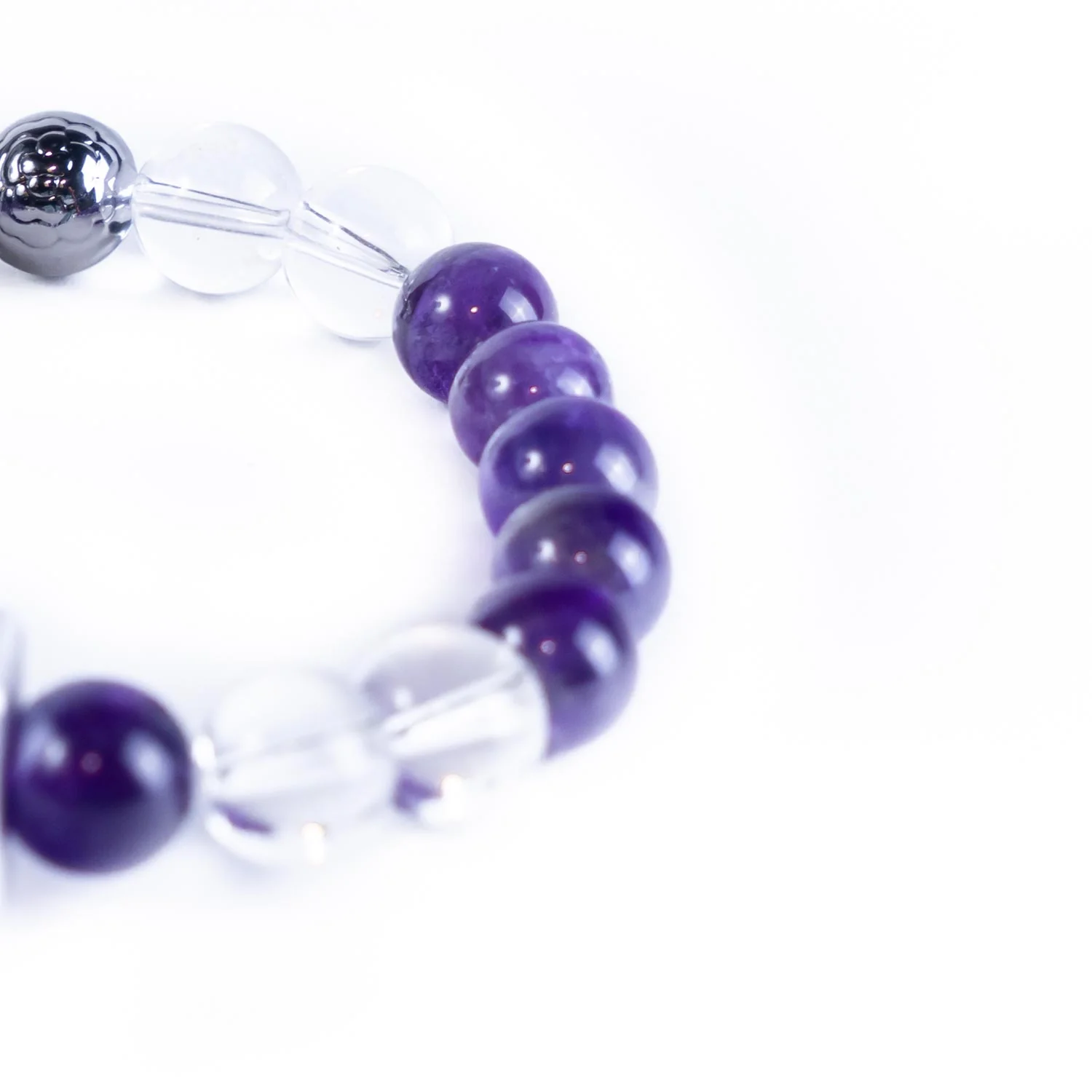 Amethyst + Aurora Clear Quartz Stone Medical ID Bracelet - Image 5